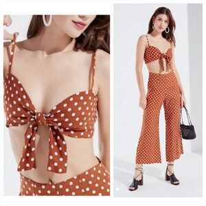 NEW Faithfull the Brand Es Trenc Polka Dot Print Cinnamon Garnier Bra Top S/4